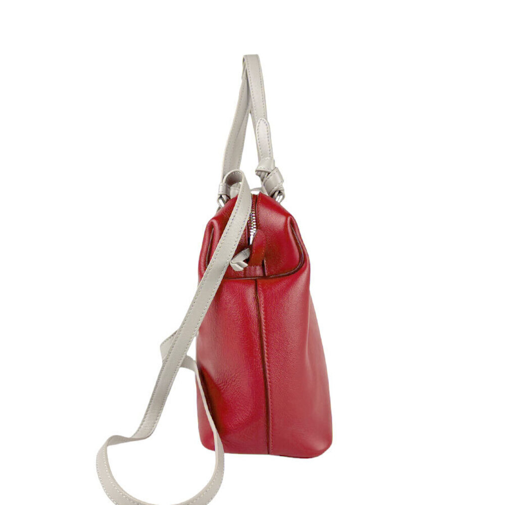 Celine Silver Soft Gray Leather Bag Shoulder Red Cube